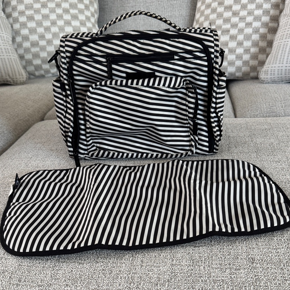 Jujube Black and White Striped Diaper Bag